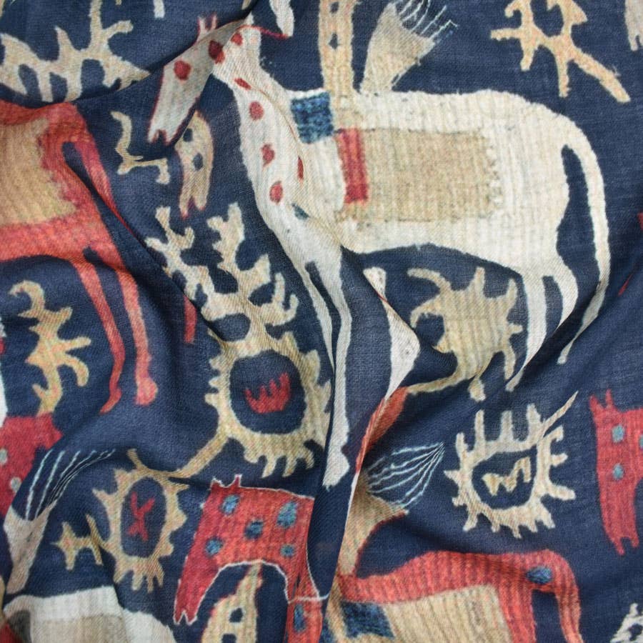 Baylor Decorative Horse Motif Scarf