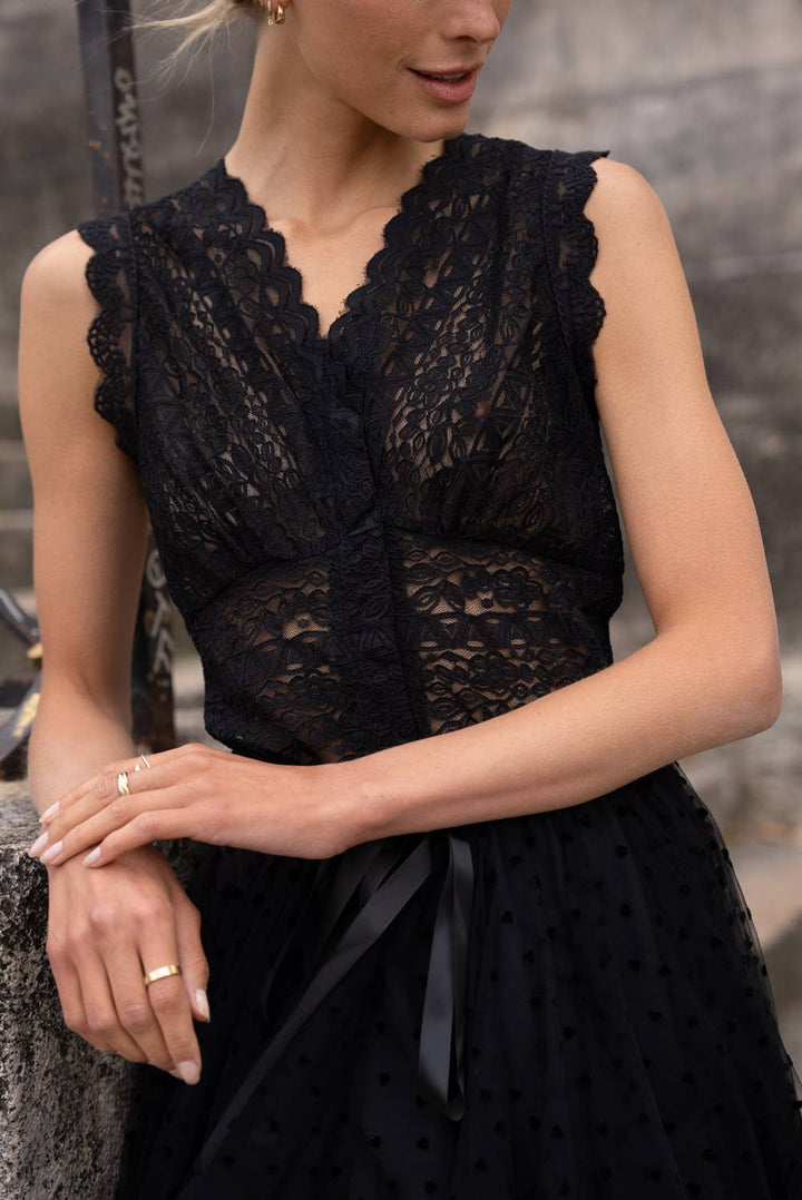 Semi-Sheer Lace Stretch Top