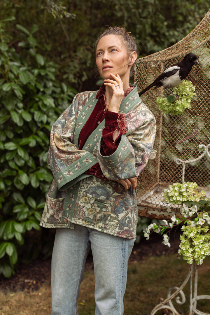 Love Grows Wild Fleece Cottage Cardigan Kimono Jacket