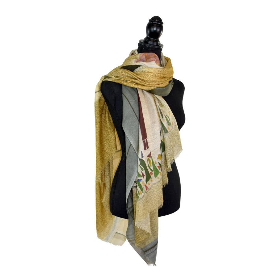 Sutton Painterly Crane Scarf Shawl