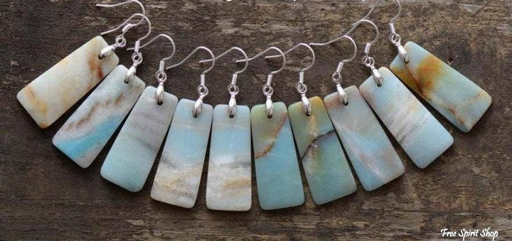 Natural Amazonite Rectangle Earrings