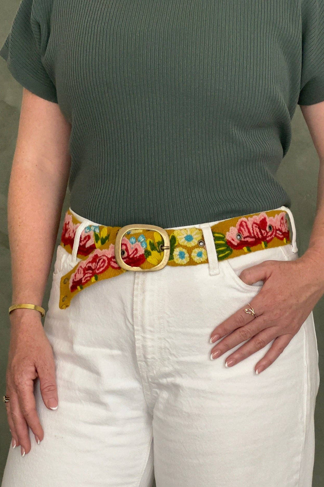 Giverny Embroidered Wool Belt