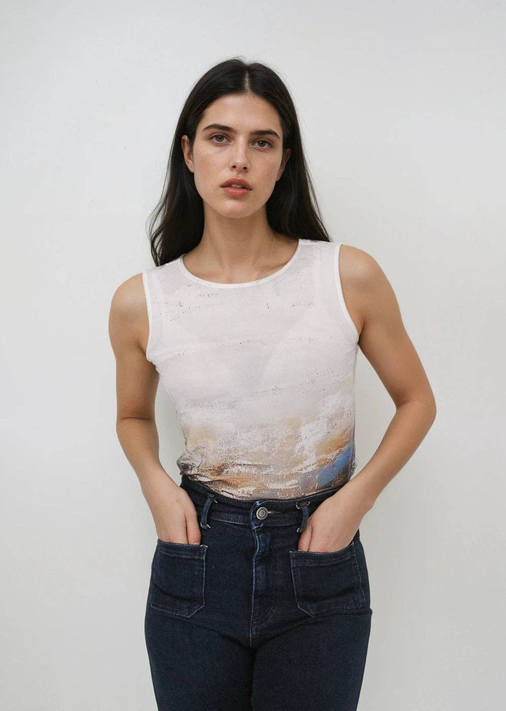 Florence Double Sheer Tank Top - Prints