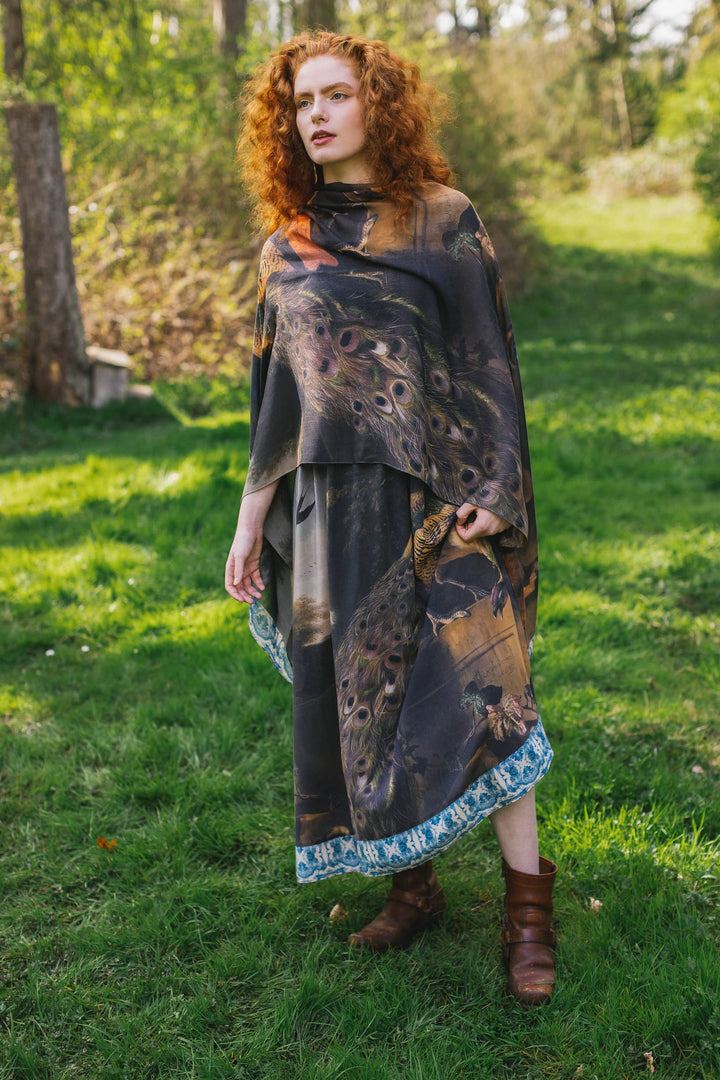 Wild Beauty Bohemian Scarf with Peacock Print