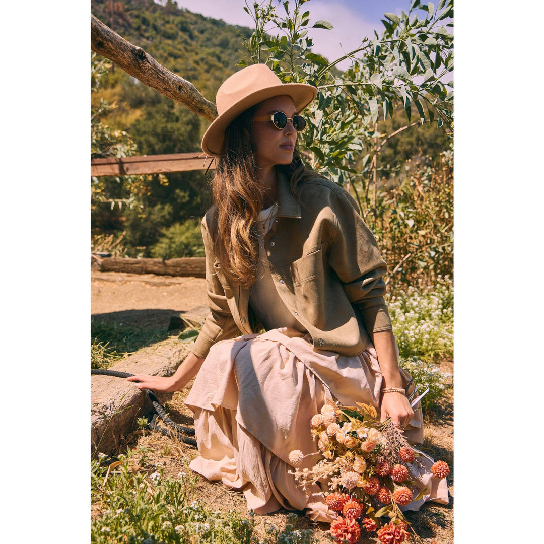 Versatile Luxe Stretchy Suede Jacket with Statement Pockets