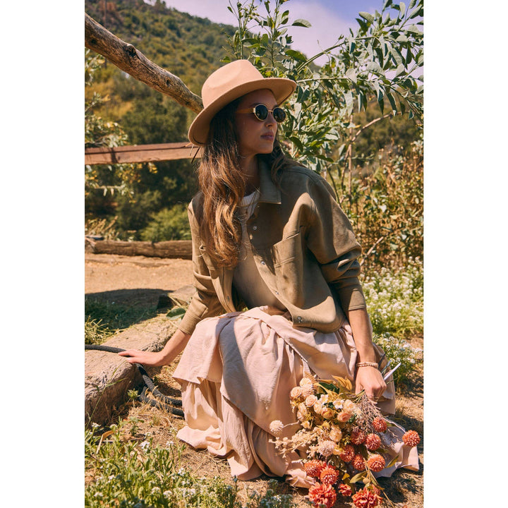 Versatile Luxe Stretchy Suede Jacket with Statement Pockets