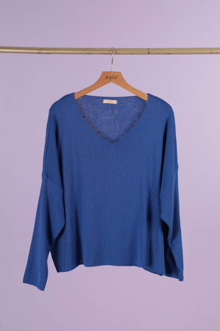 Short V-Neck Cotton Sweater
