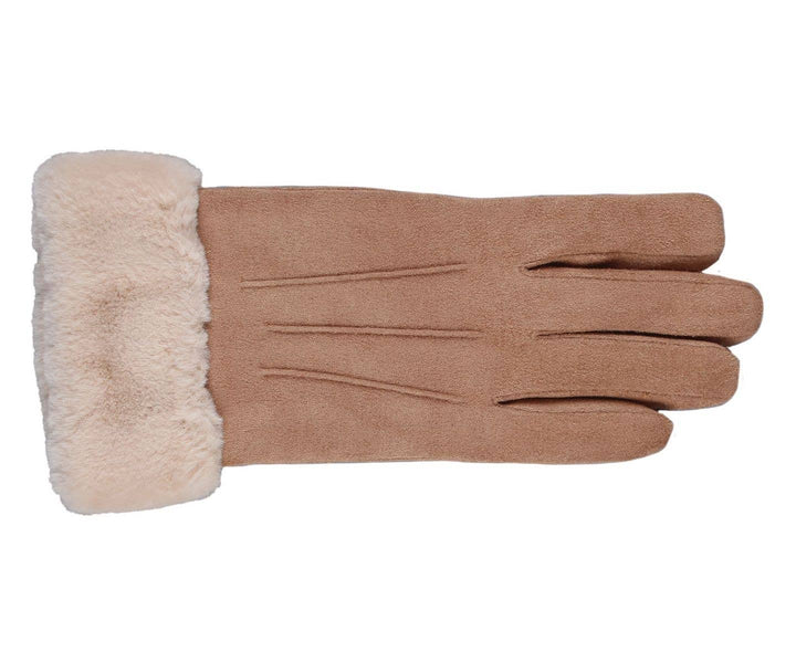 Texting Faux Suede w/ Faux Fur Cuff Gloves Winter 