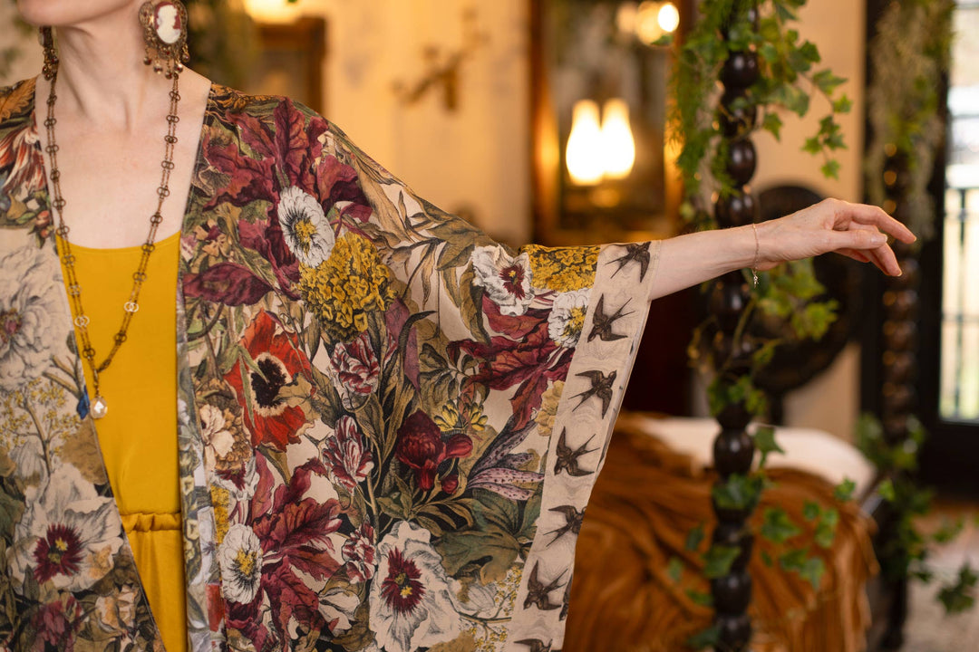 Golden Hour Goddess Duster Kimono w/ Floral Print