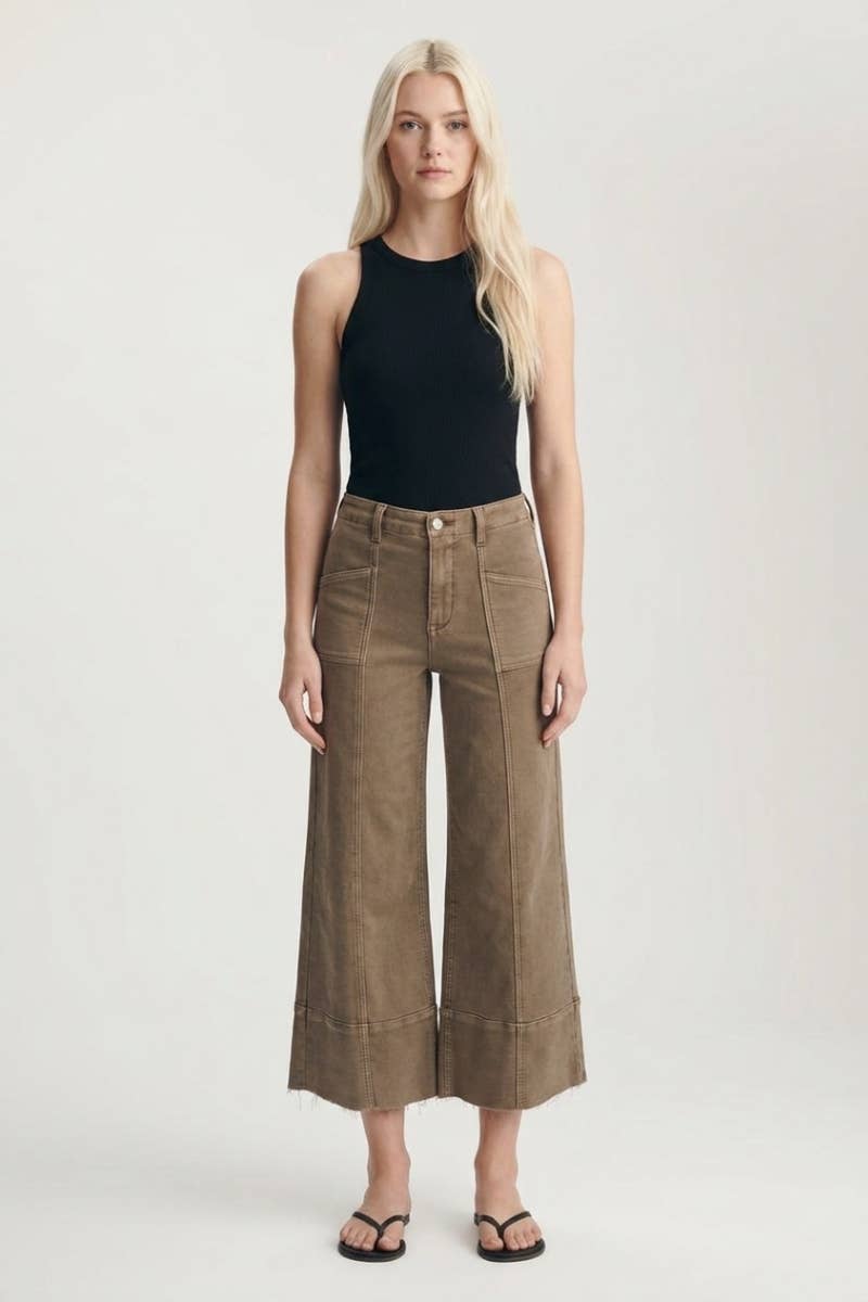 Tummy Control High Rise Slim Crop Palazzo Jeans
