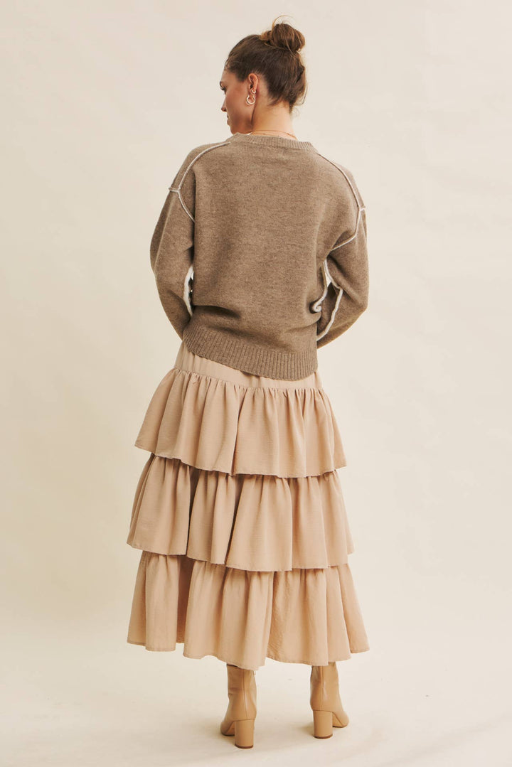 Brings Movement and Comfort Tiered Ruffle Maxi Skirt