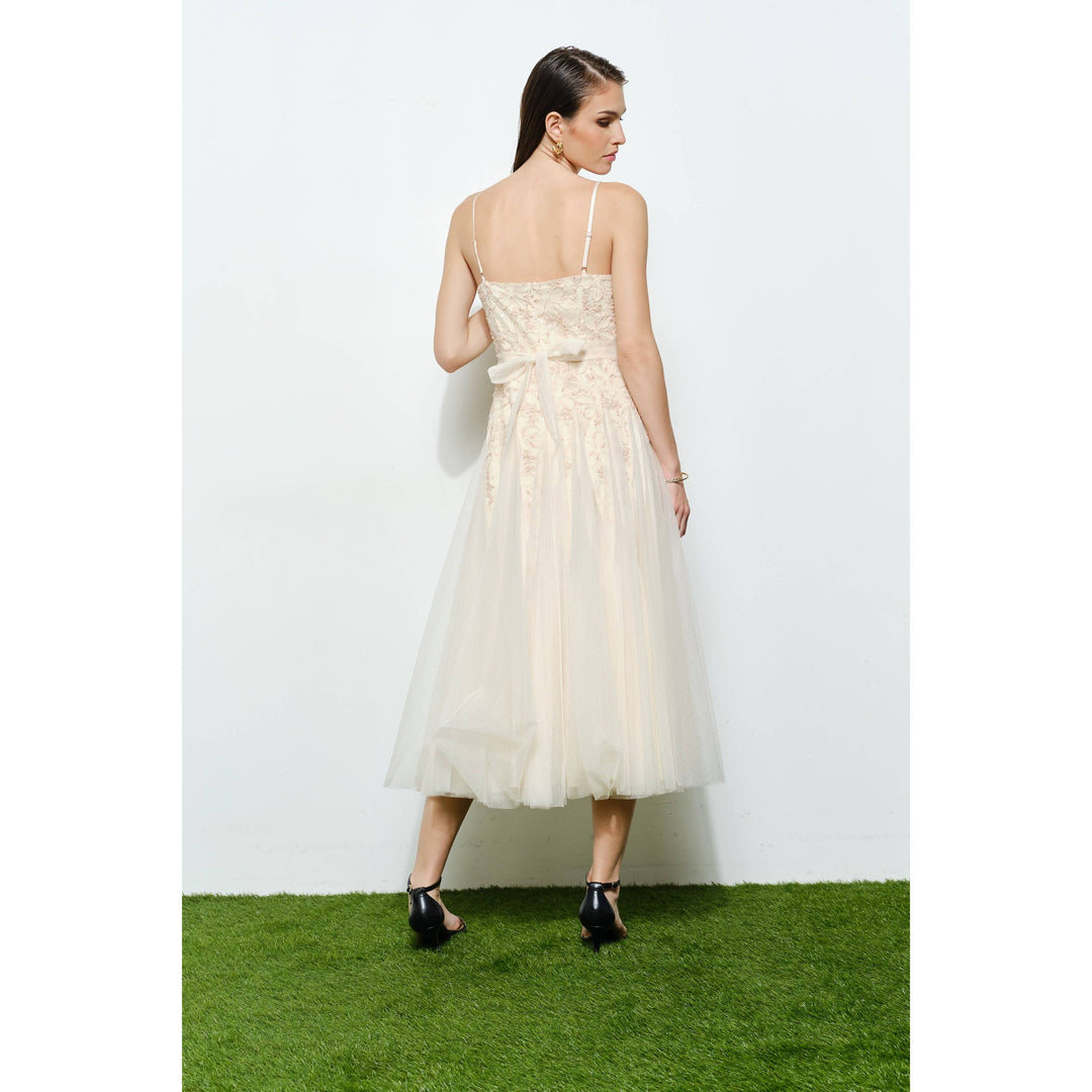 Romantic Lace Chiffon Sleeveless Midi Dress