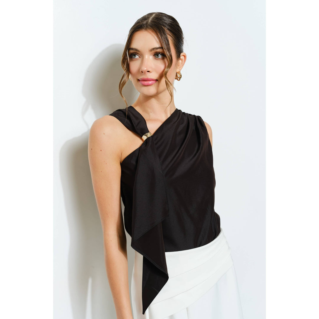 Asymmetric Drape Ring Detail Top