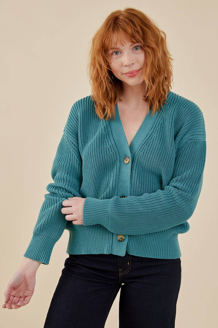 Fisherman Cardigan Teal