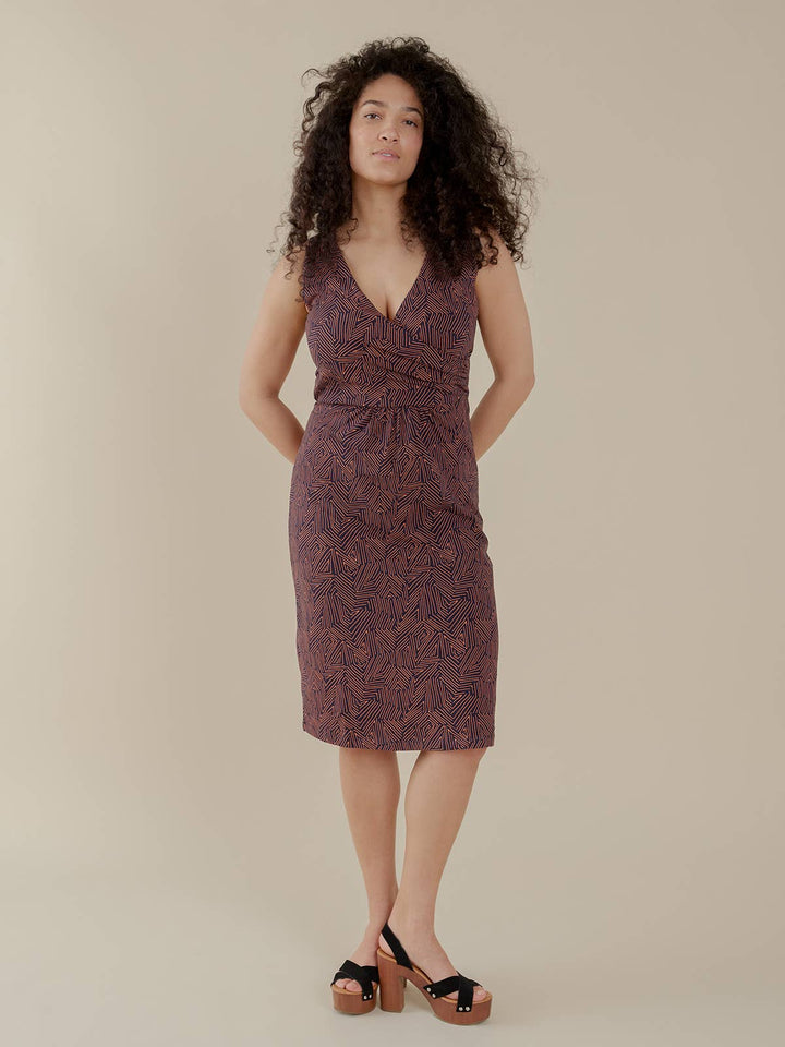 Danica Wrap Dress Tree Rings Blue