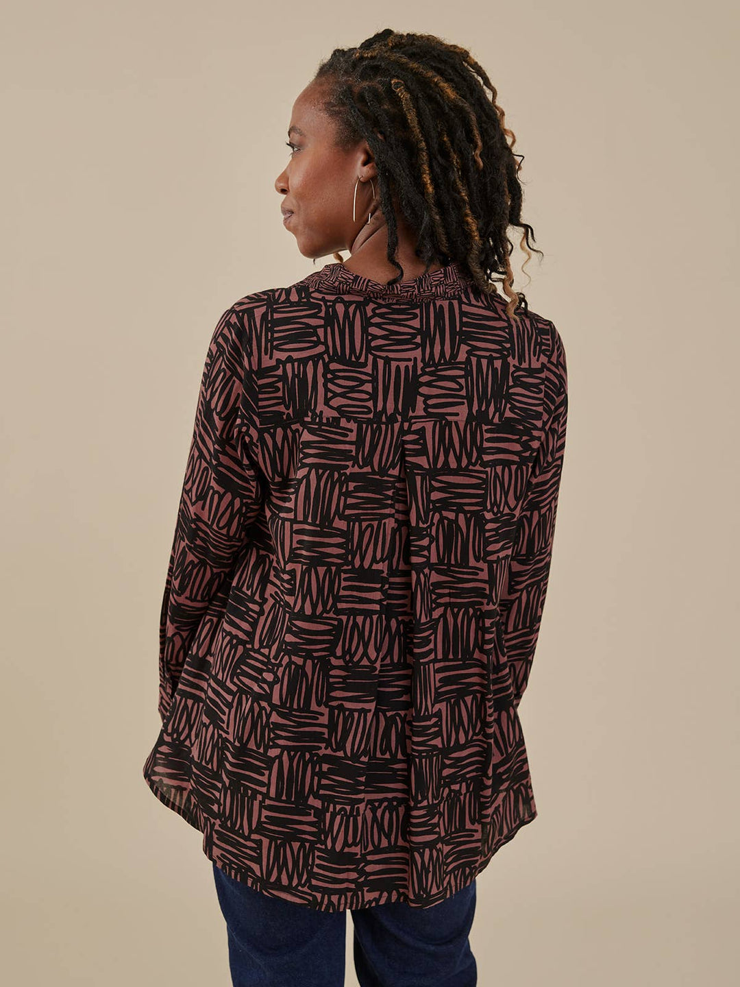 Carey Trapeze Shirt Mocha Scribble Modal
