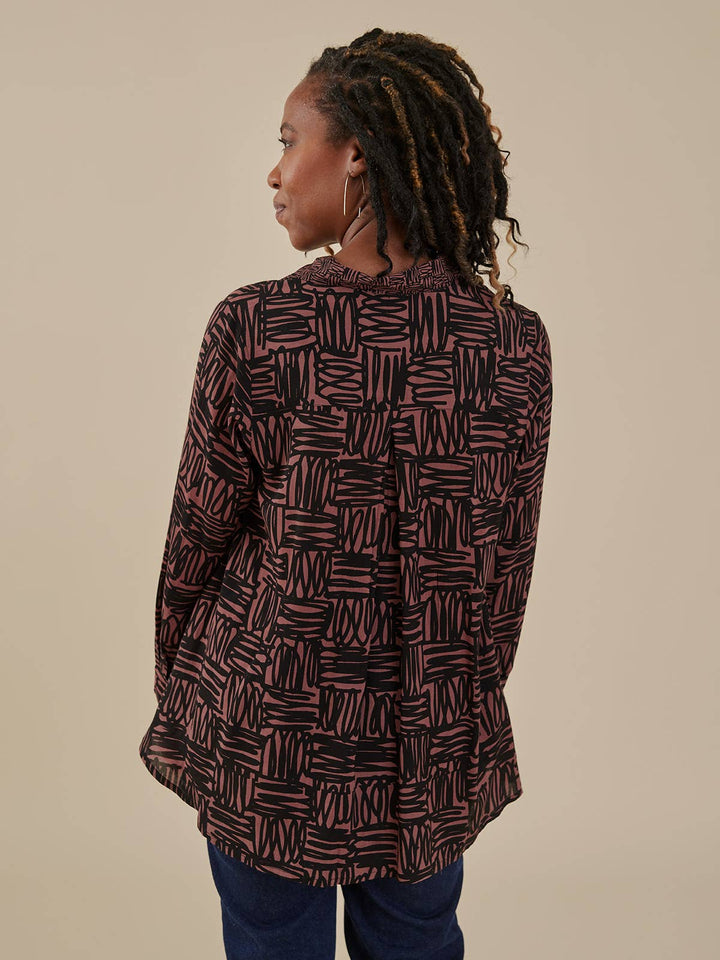 Carey Trapeze Shirt Mocha Scribble Modal
