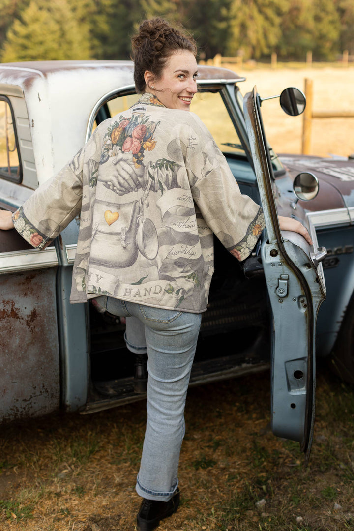 Take My Hand Fleece Cottage Cardigan Kimono Jacket