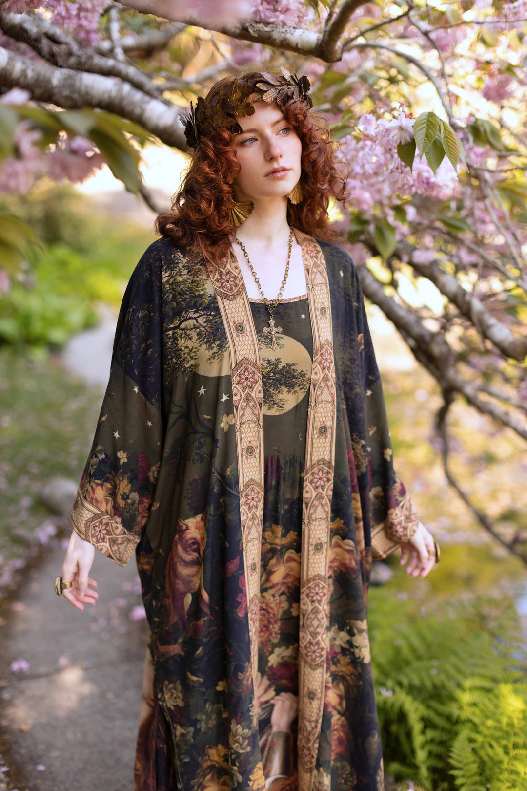The Messenger Opera Duster Robe w/ Joan of Arc & Florals