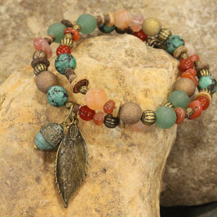 Verdigris Leaf Fall Wrap Bracelet