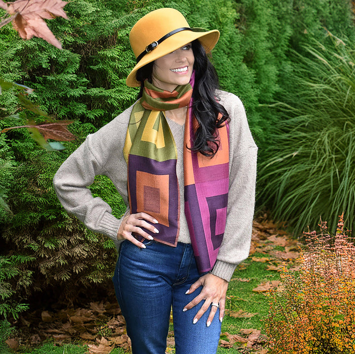 Grammy Woven Colorblock Narrow Scarf