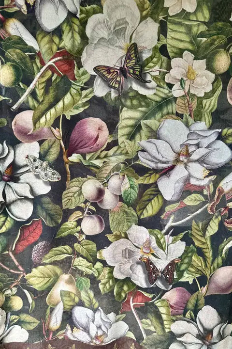 Fleur De Lune Scarf with Floral Print & Bees