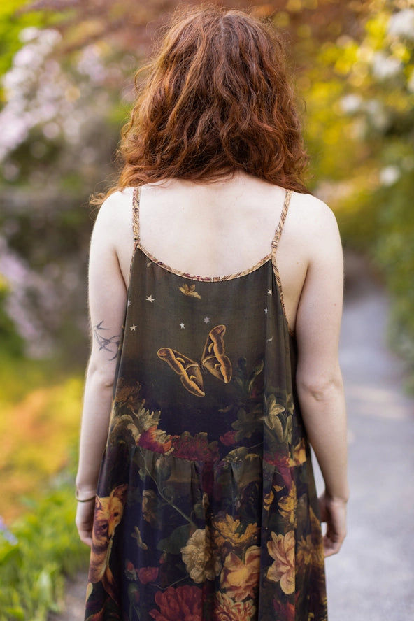 The Messenger Long Maxi Slip Dress w/ Joan of Arc & Florals