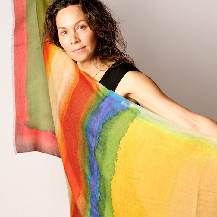 Rothko Style Travel Wrap/Scarf in Silk/Wool Blend