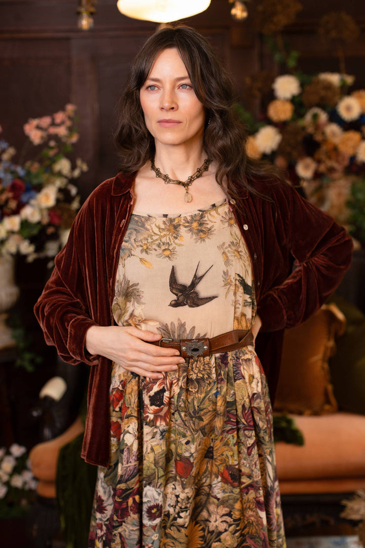 Golden Hour Bohéme Long Maxi Slip Dress w/ Floral Print