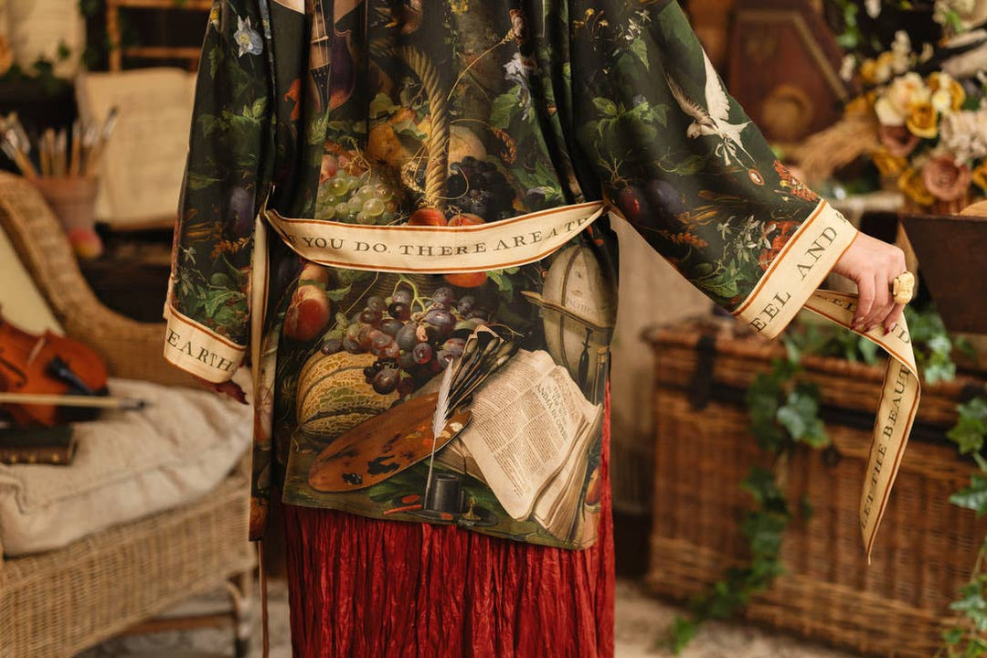 Labour of Love Matineé (mid) Duster w/ florals & violin