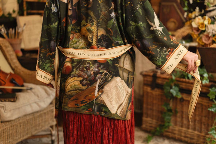 Labour of Love Matineé (mid) Duster w/ florals & violin
