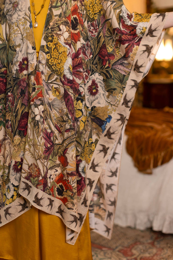 Golden Hour Goddess Duster Kimono w/ Floral Print