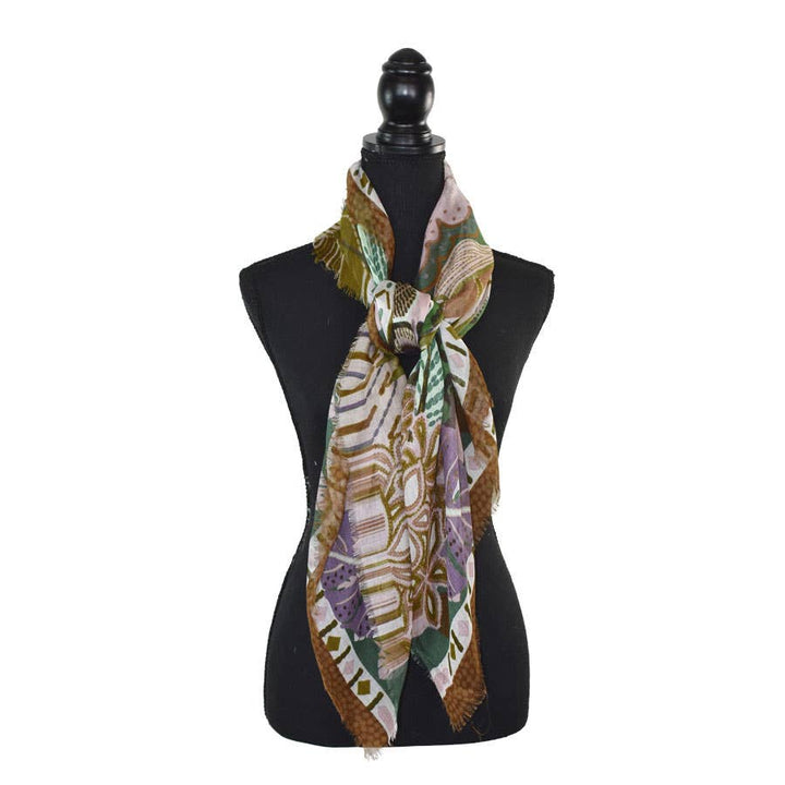 Levinson Tropical Leaf Square Scarf