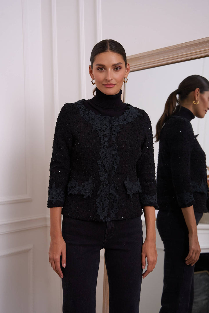 Short Jacket in Tweed and Lace