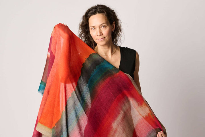 Rothko Style Travel Wrap/Scarf in Silk/Wool Blend