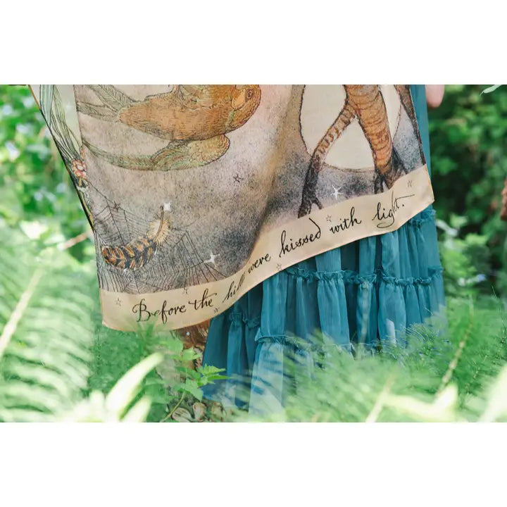 Lovelight Scarf with Woodland Deer, Swallow & Poetry