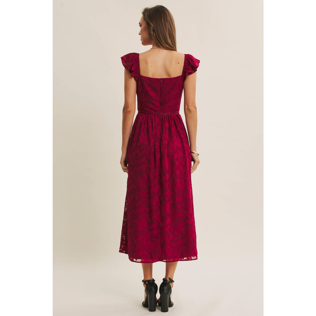 Rich in Texture Velvet Waist Jacquard Midi Dress