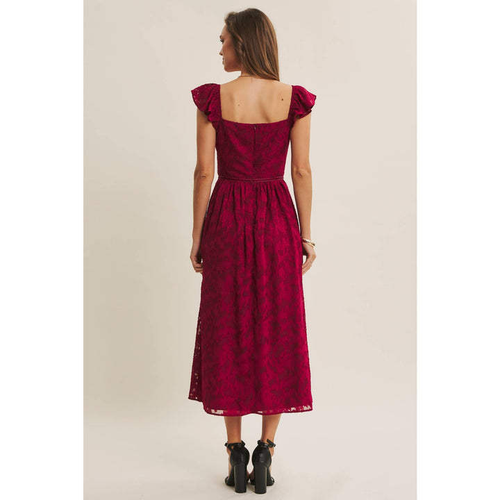 Rich in Texture Velvet Waist Jacquard Midi Dress