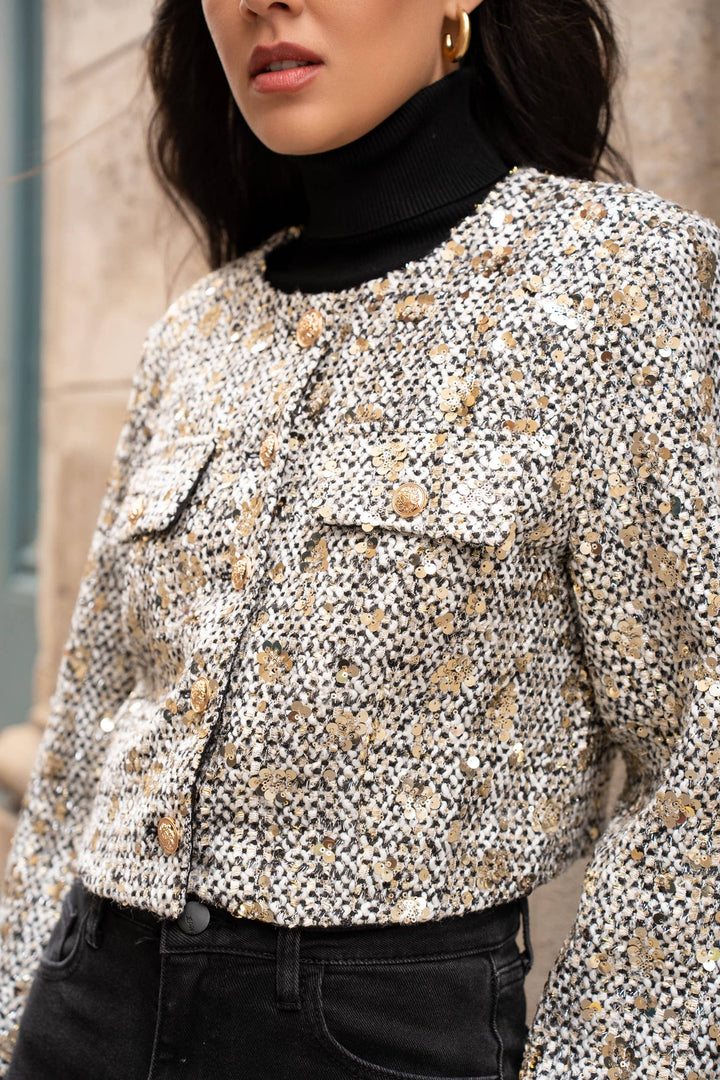Jenny Short Sequin Tweed Jacket