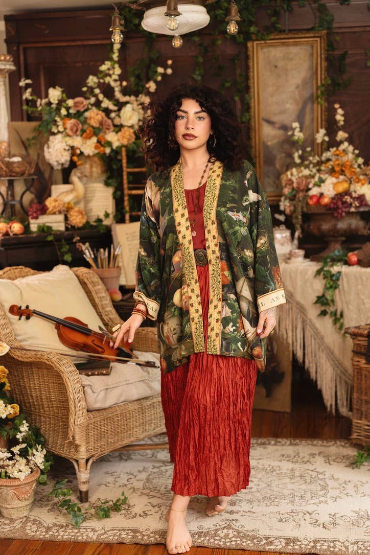 Labour of Love Matineé (mid) Duster w/ florals & violin