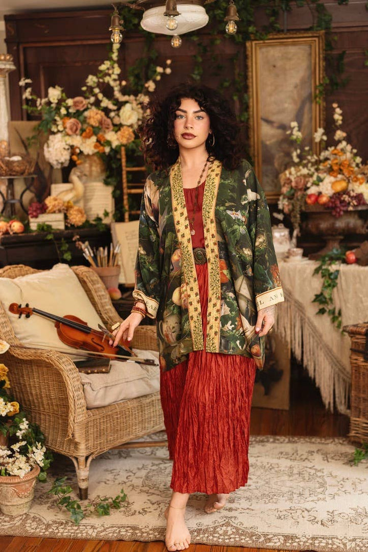 Labour of Love Matineé (mid) Duster w/ florals & violin