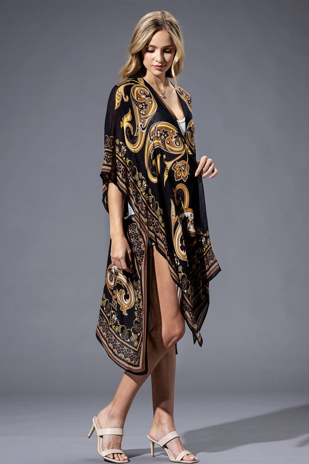 Brown Yellow Multi Kimono