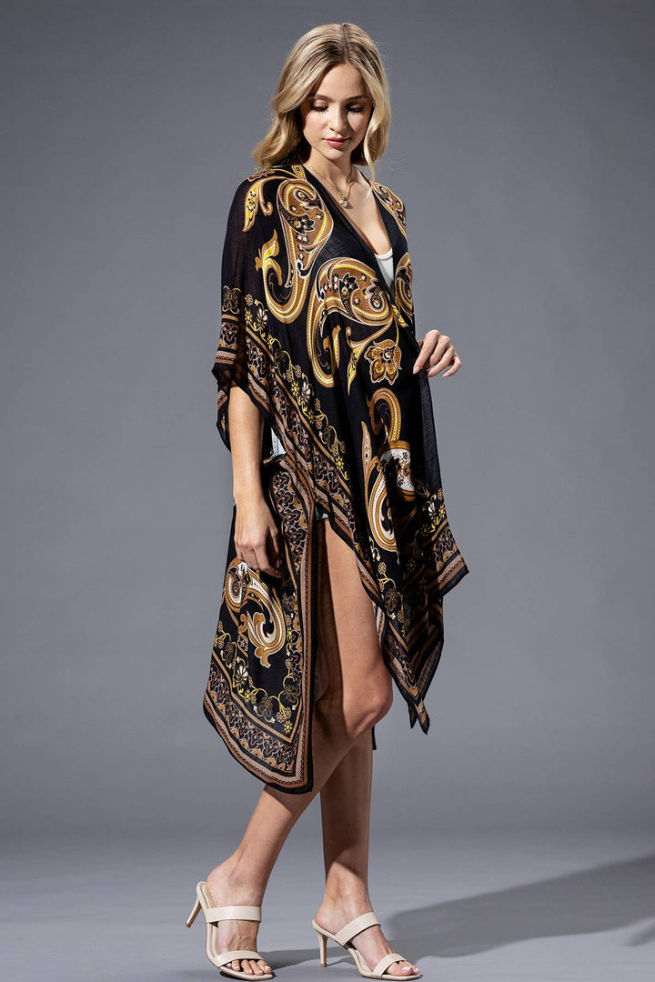 Brown Yellow Multi Kimono