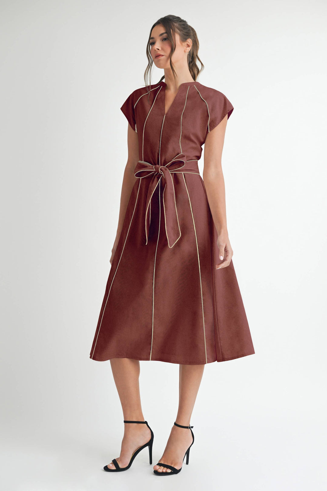 Linen Stripe Midi Dress