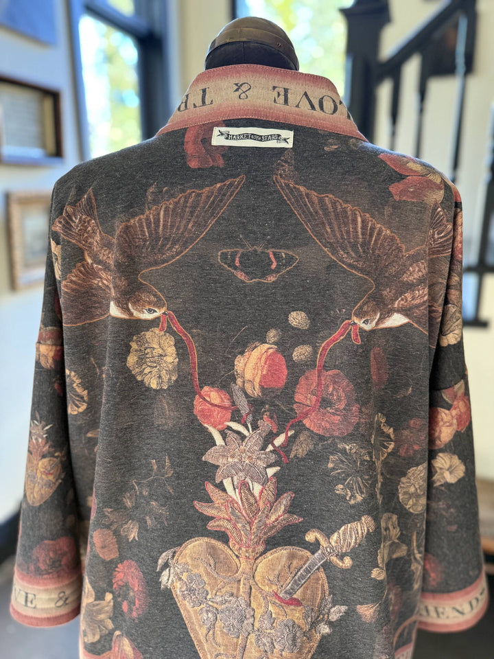 Heart of Gold Fleece Cottage Cardigan Kimono Jacket