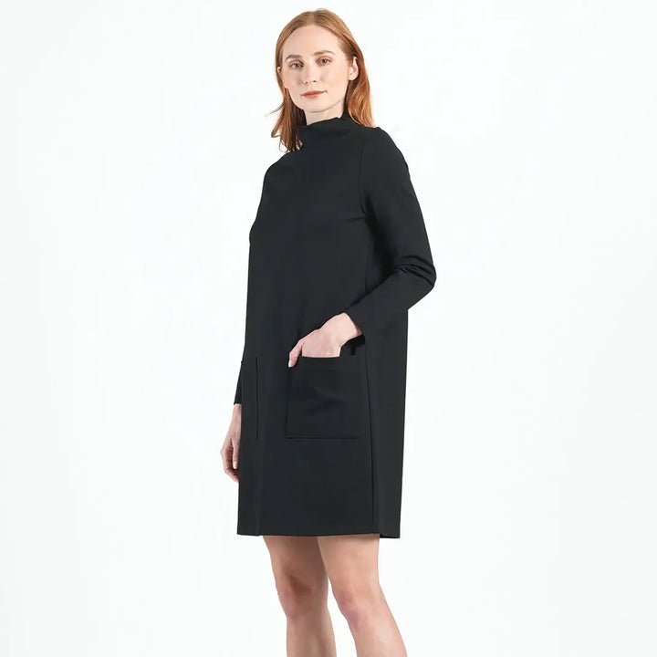 Ponte Knit - Funnel Neck Tunic Sweater Dress