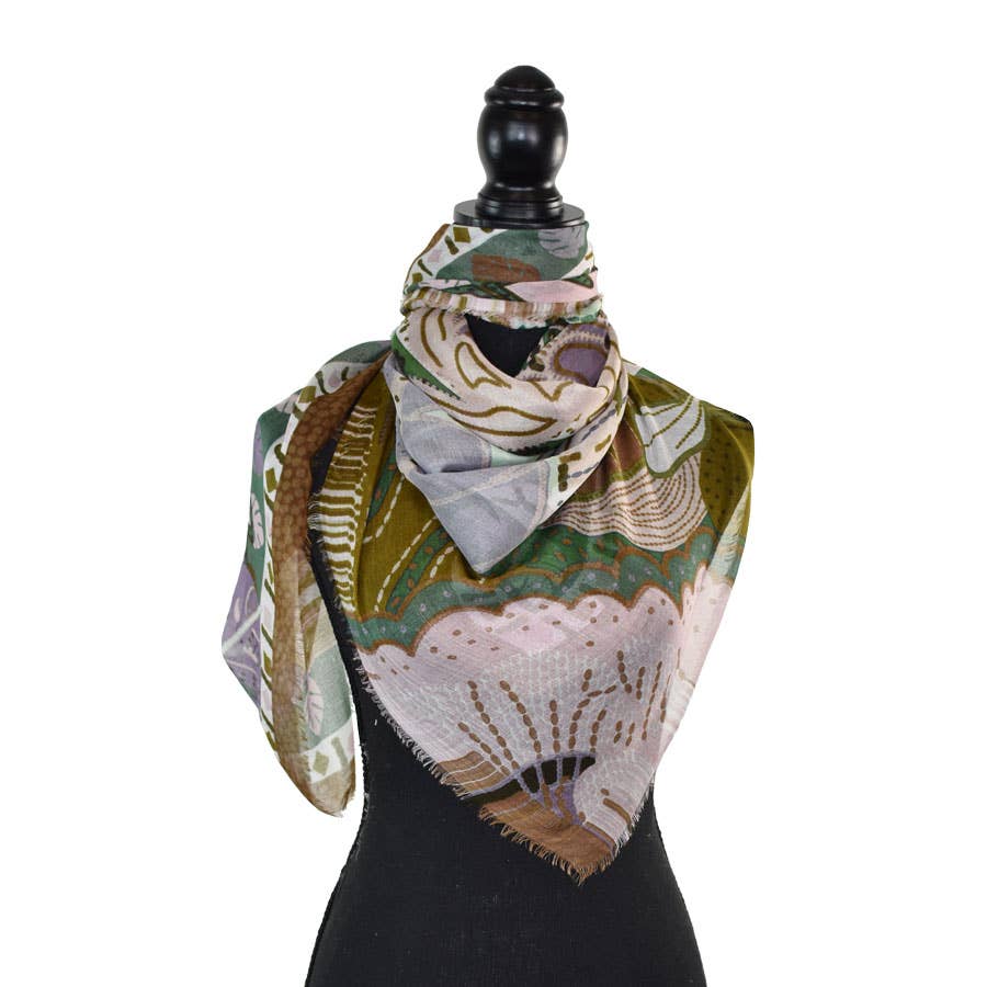 Levinson Tropical Leaf Square Scarf