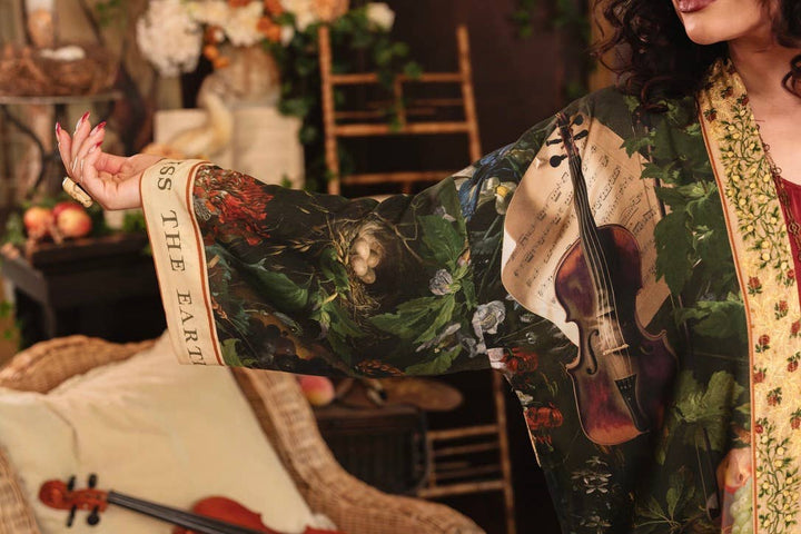 Labour of Love Matineé (mid) Duster w/ florals & violin