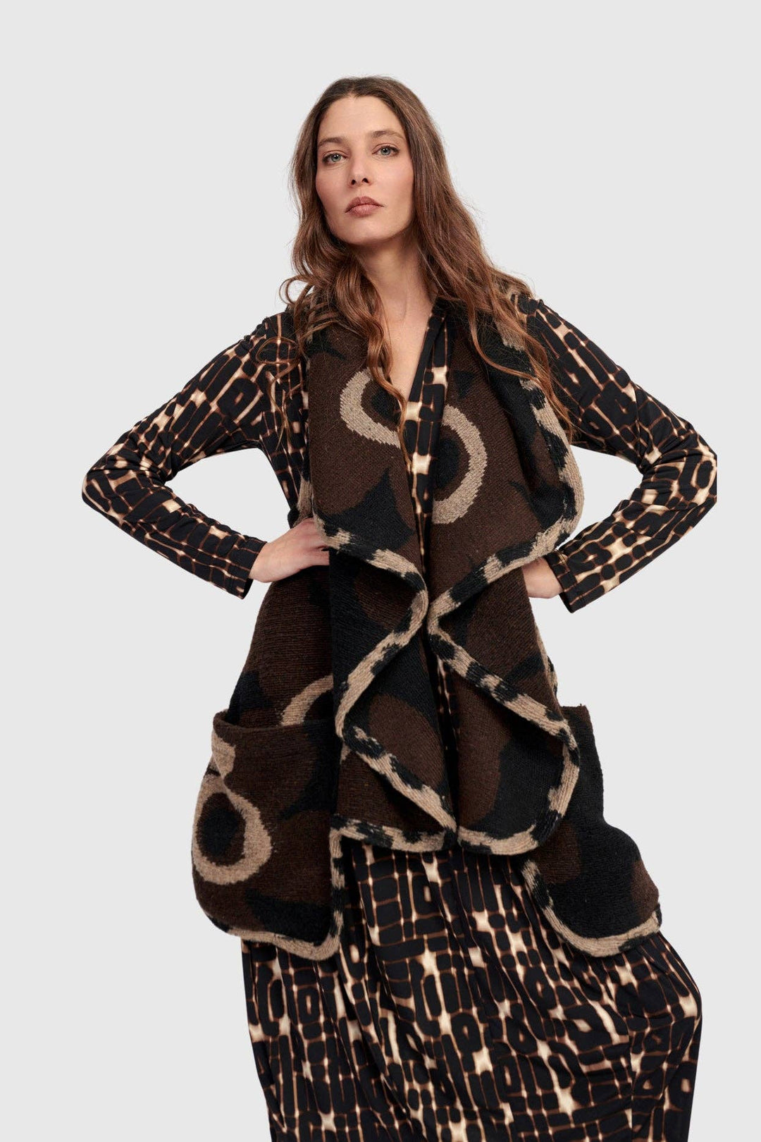 Piped Cozy Draped Vest, Floral by Alembika