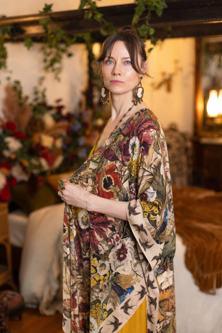 Golden Hour Goddess Duster Kimono w/ Floral Print